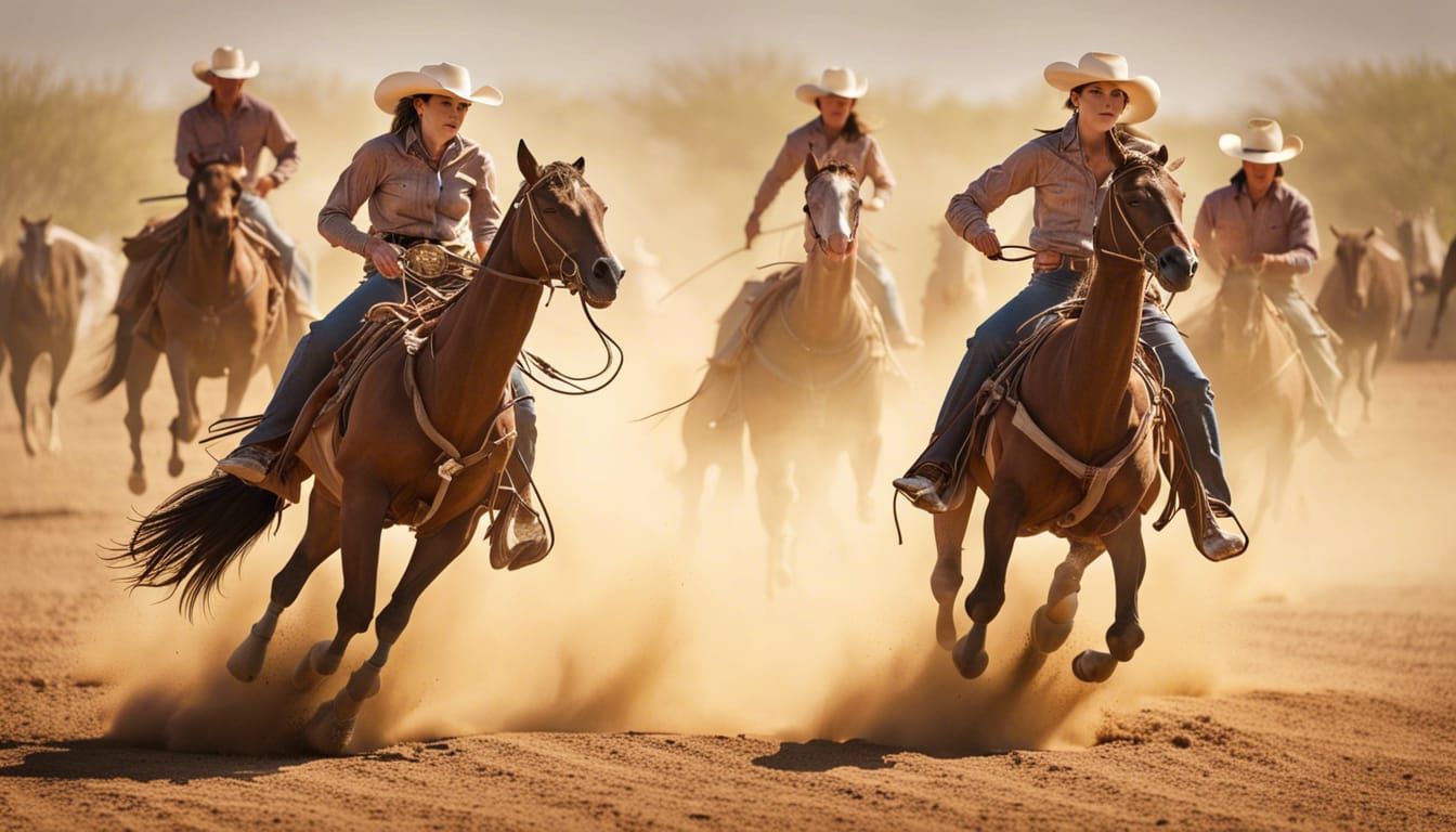 Thrilling Desert Rodeo with Cowboys and Cowgirls