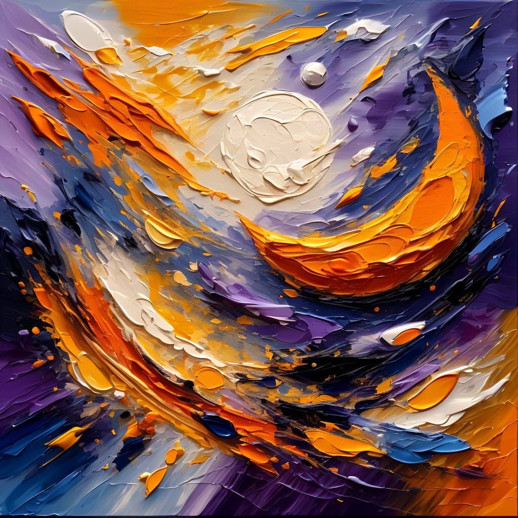 Cosmic Harmony in Vibrant Abstract Oil Painting