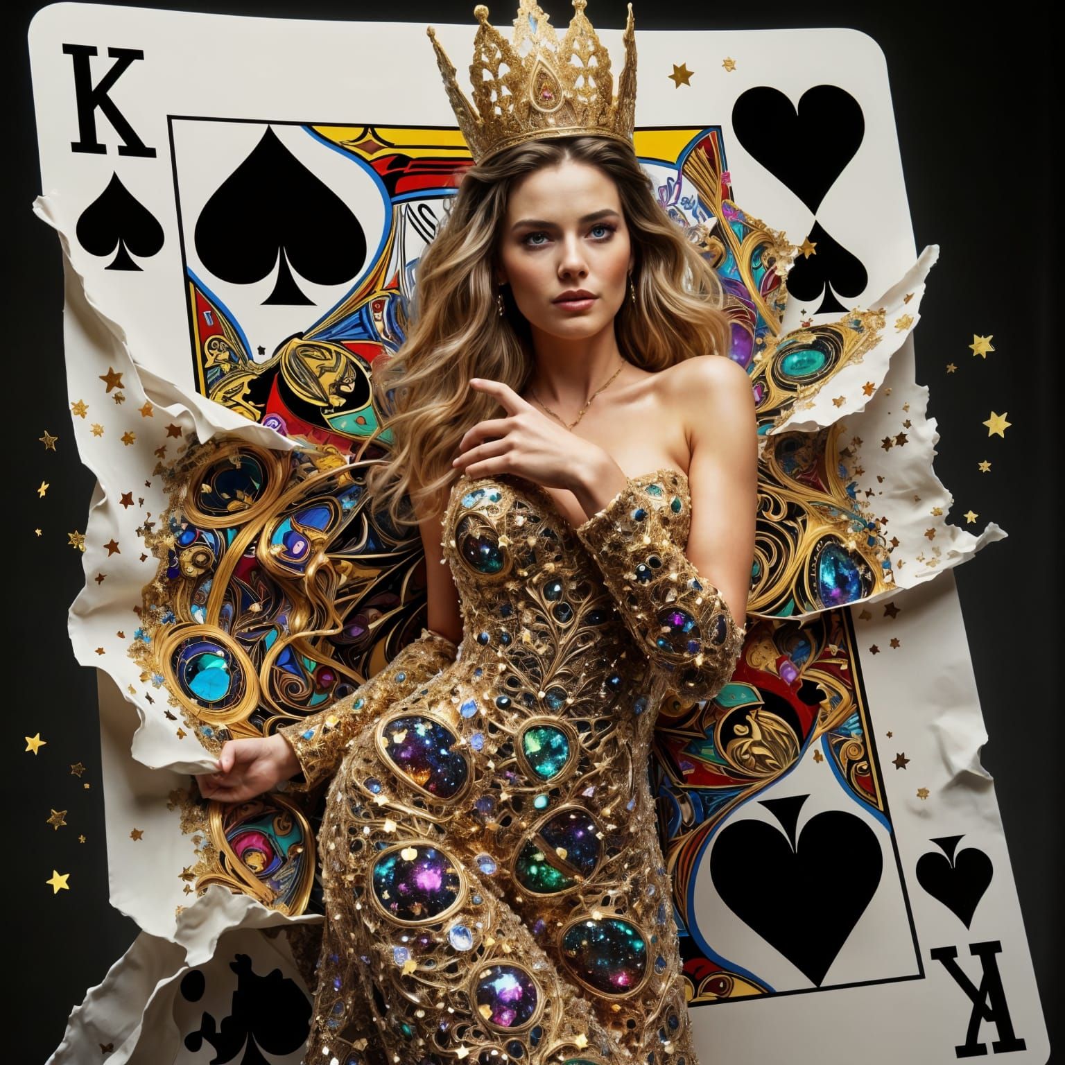 Margot Robbie as Enchanting Queen of Hearts in Celestial Gow...