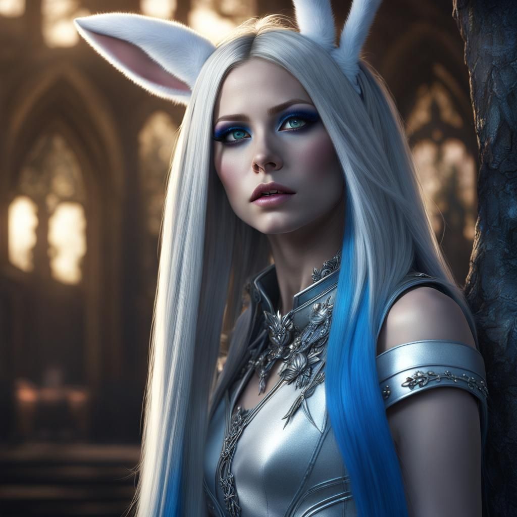 Avril Lavigne as Rabbit Girl, Hyperrealistic Digital Art