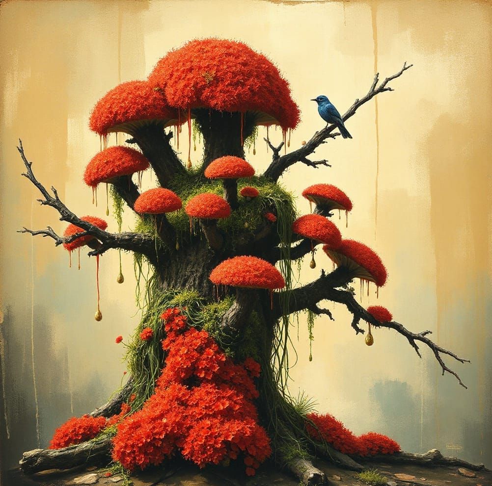 Big Scarlet Mystery in Abstract Surreal Style