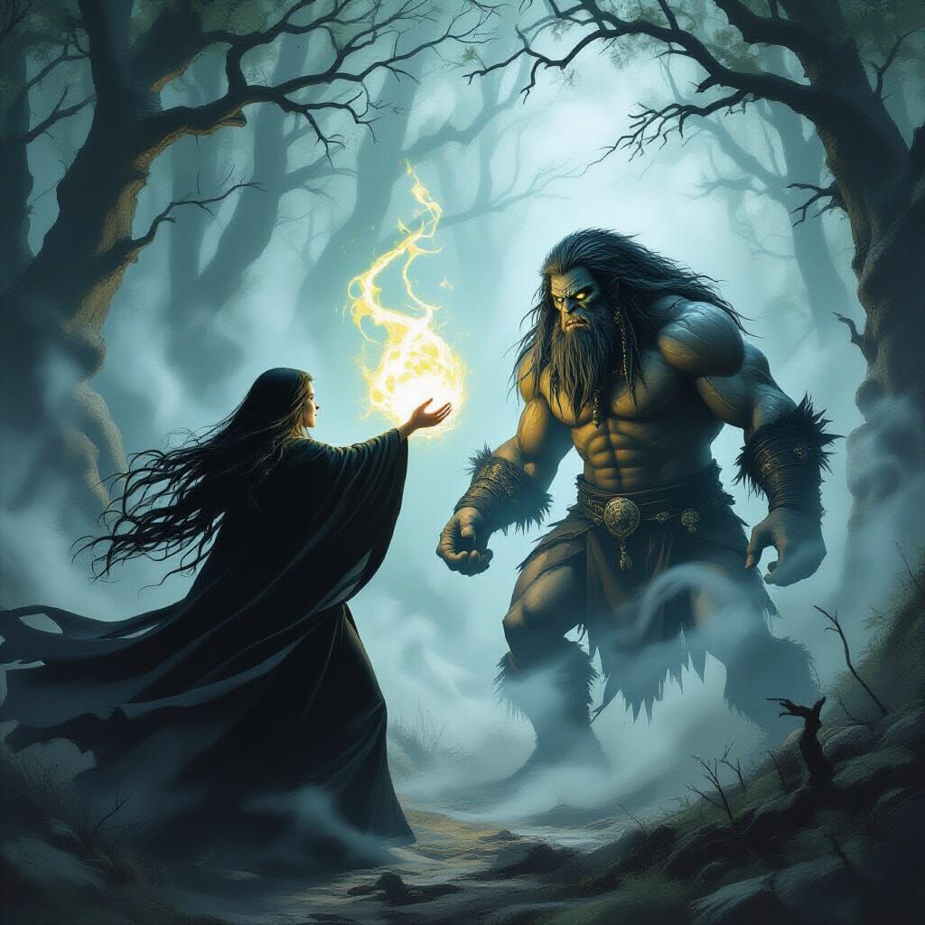 Mystical Witch Summons Neanderthal Spirit