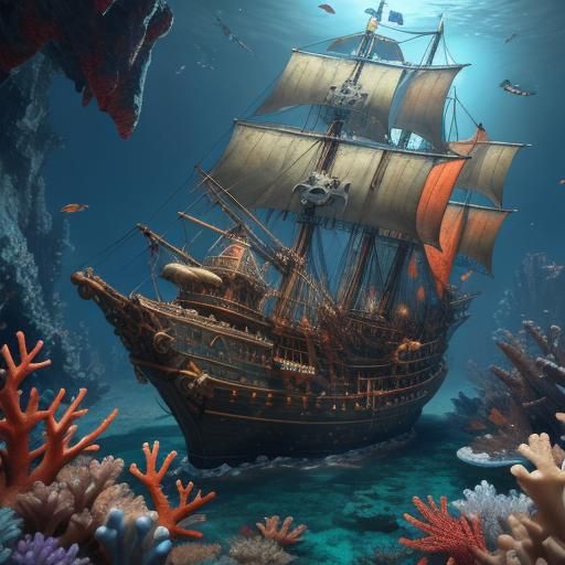 Underwater Pirate Crab Ship in 3D Game Style