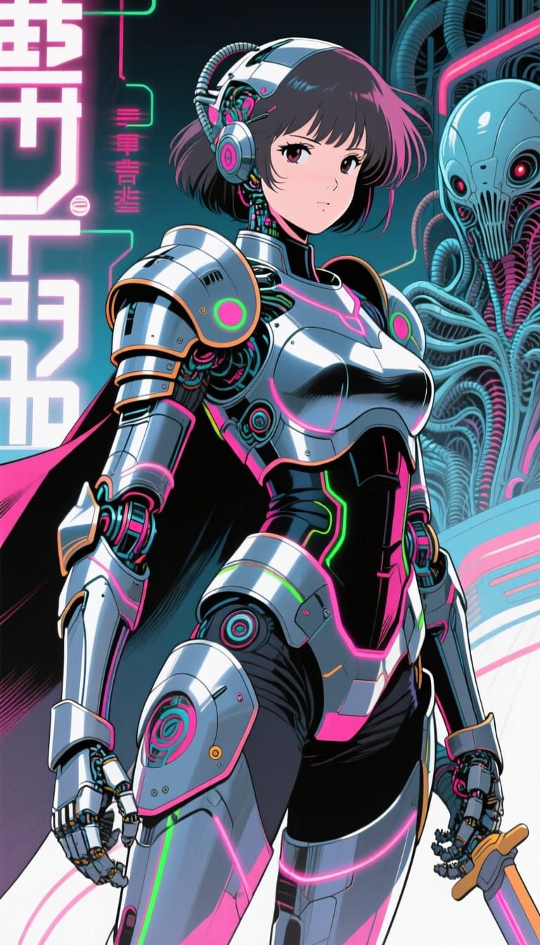 Automaton Knight Girl in Anime Style