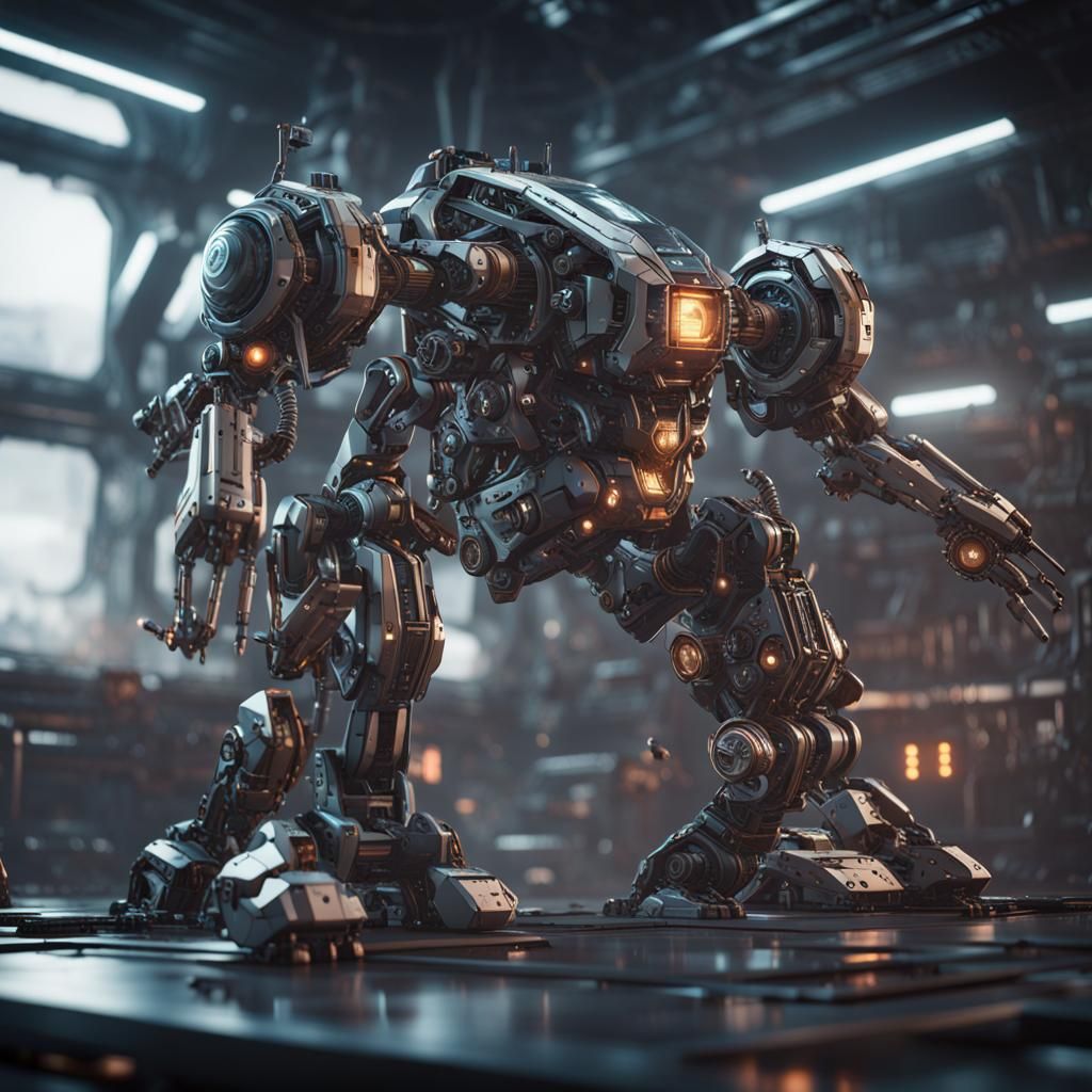 Futuristic Sci-Fi Computer with Intricate Mech Details