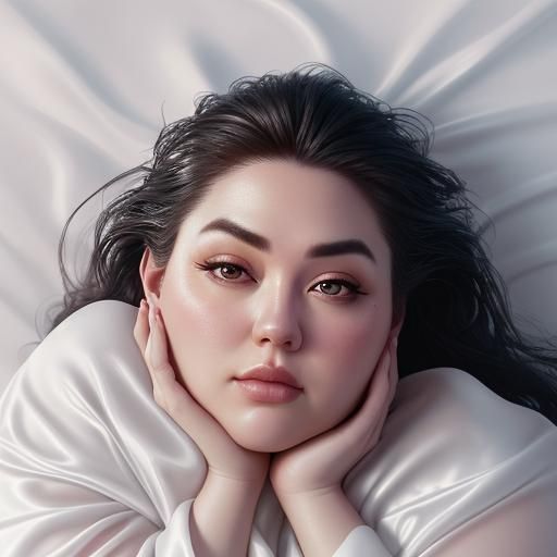 Detailed Close-Up: Plus-Size Girl in Splash Art Style