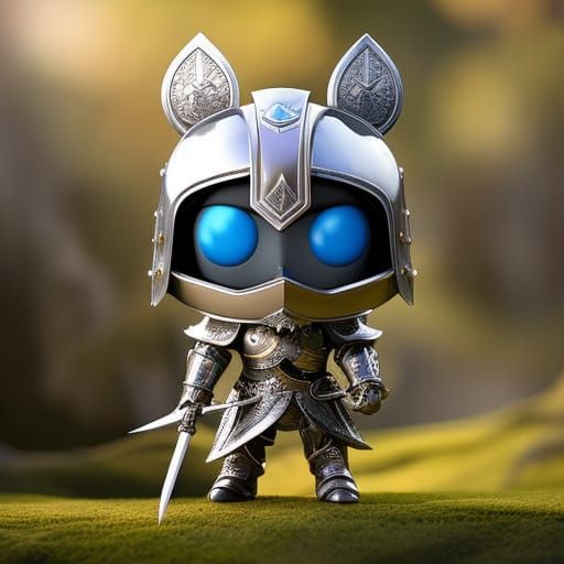 Cute Rabbit Knight with Excalibur in Fairy Tale Scene