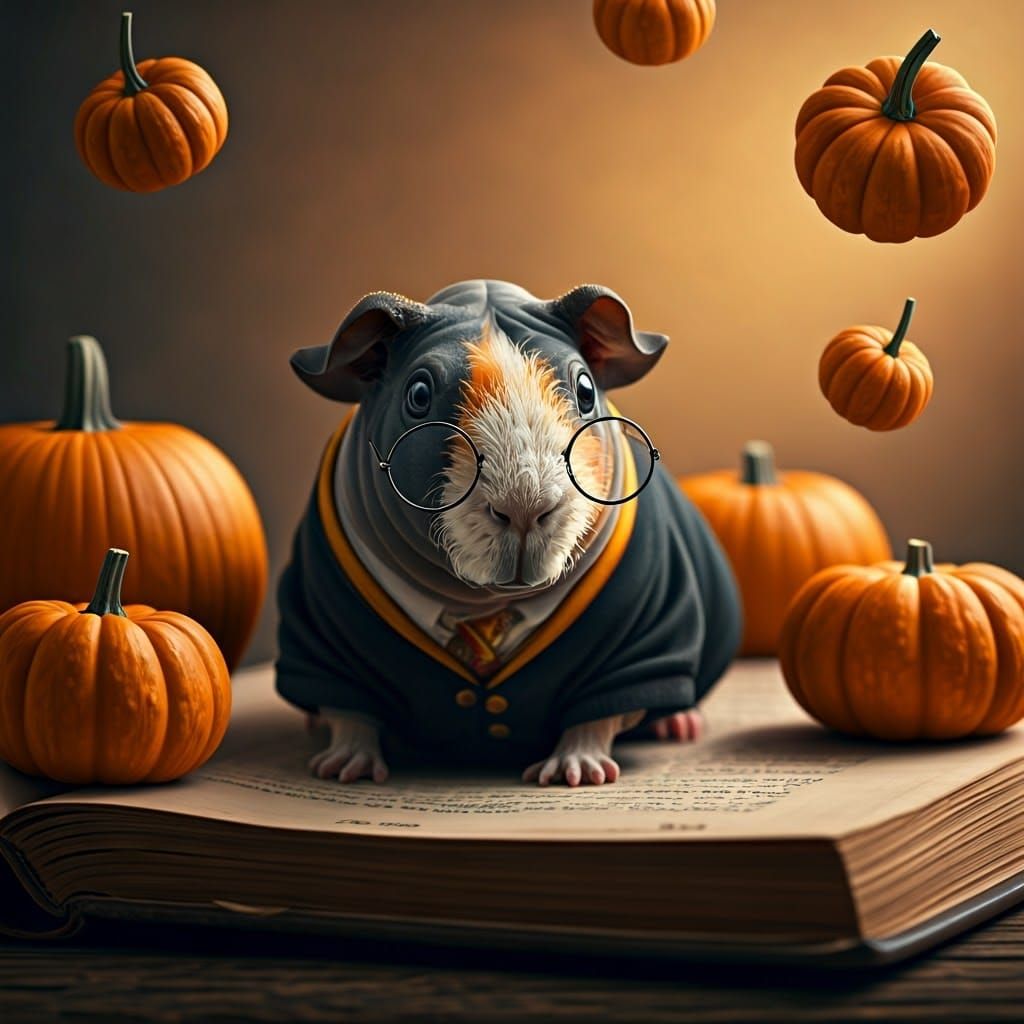 Hairless Guinea Pig Cosplay as Harry Potter