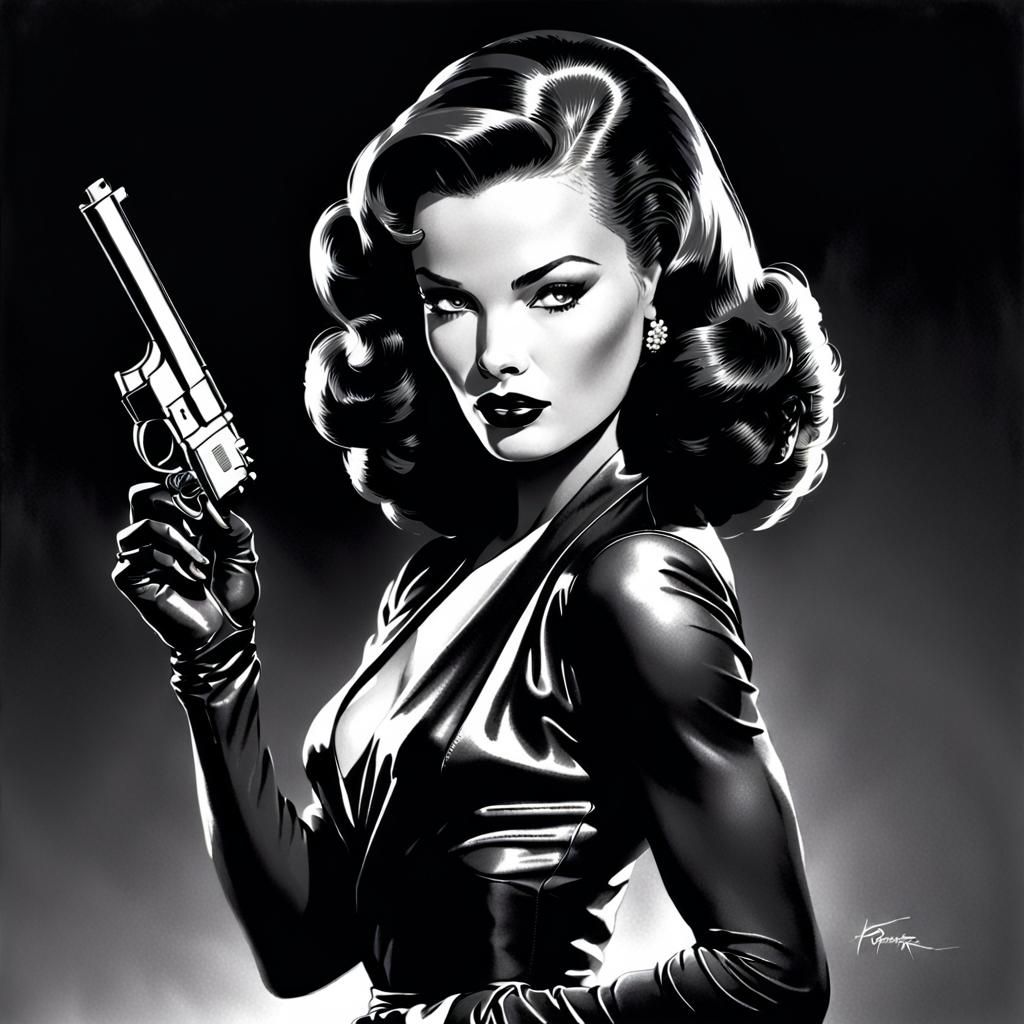 Noir Femme Fatale in Comic Book Style