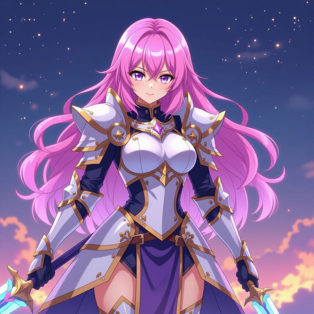 Anime Astral Knight in Cel-Shaded Style