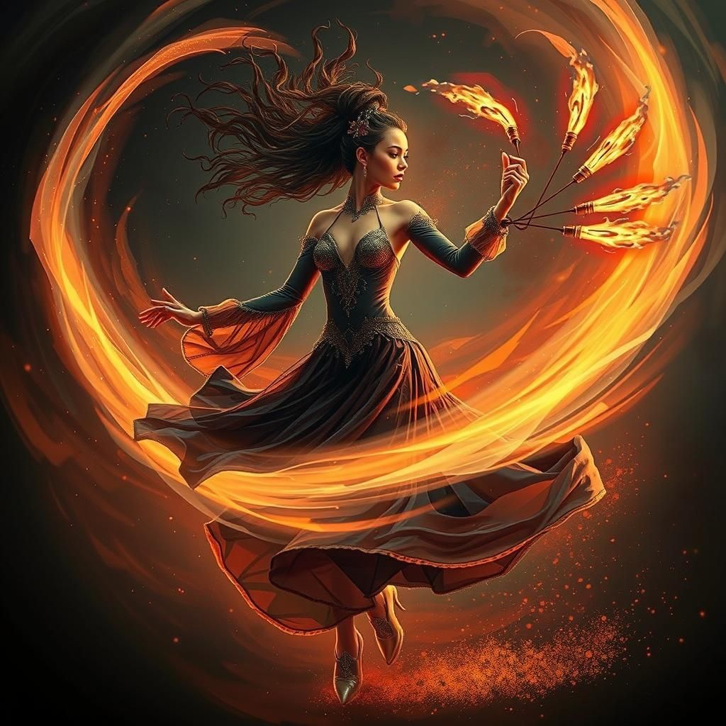 Mesmerizing Fire Dancer in a Whirlwind of Flames