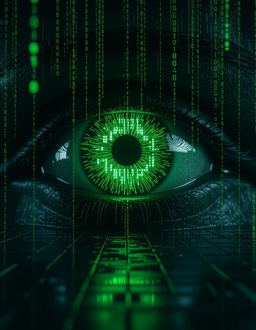 Cybernetic Eye With Cascading Digital Code