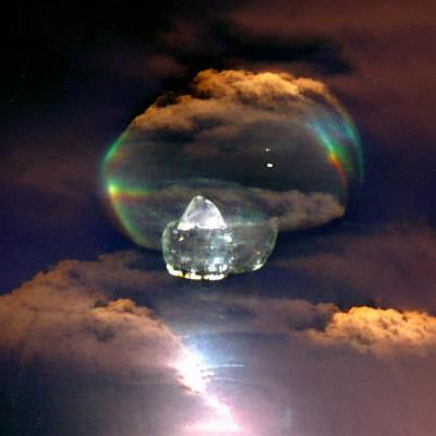 Crystal Orb Refraction in Dark Night Sky