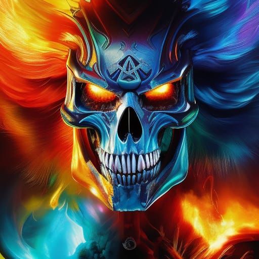 Inferno Skull: Vivid Neon Render in Unreal Engine
