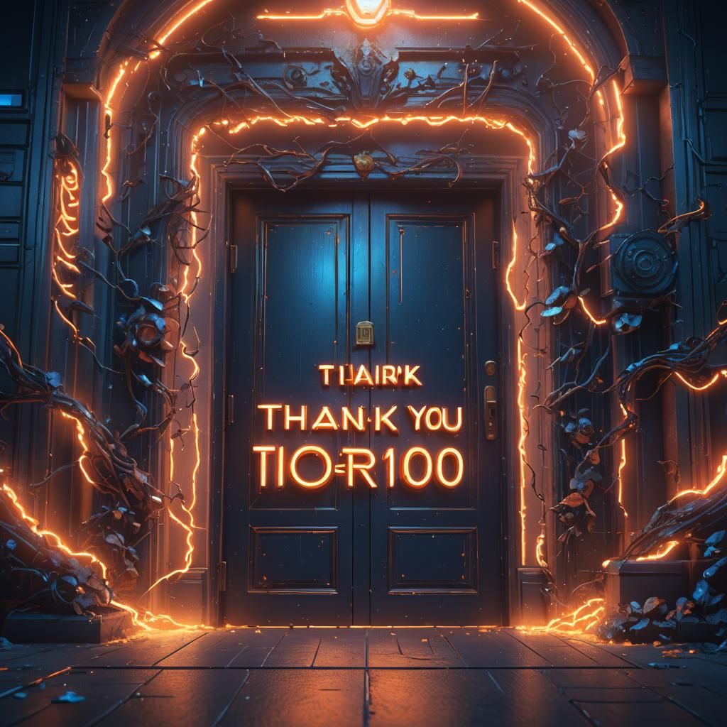 Dimensional Door with Glowing Thank You Sign