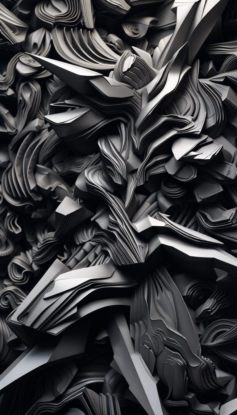 Origami Giger Creation in Papercraft Style