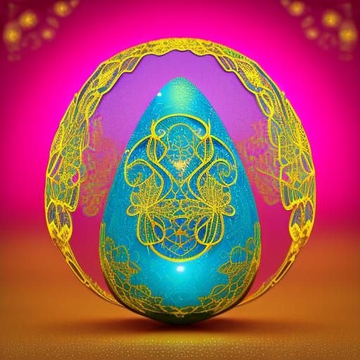 Ornate Art Nouveau Easter Egg with Metallic Colors