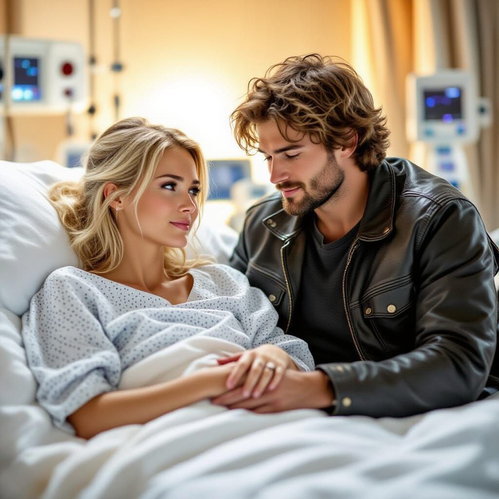 Heartfelt Hospital Scene in Art Nouveau Style