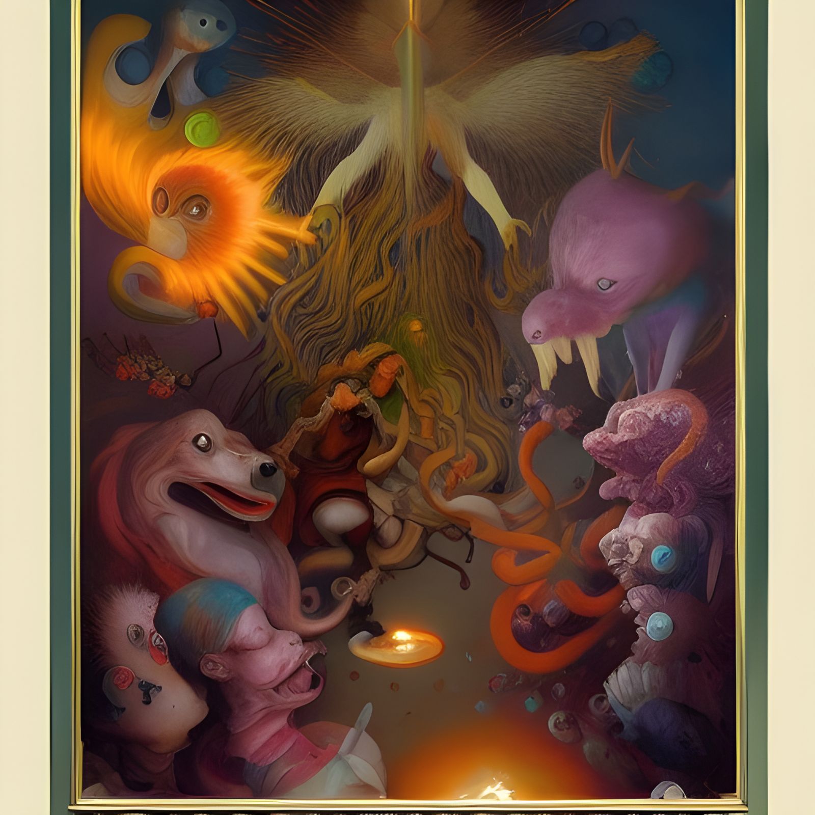 Surreal Matchstick Dogs and Fireworks in God Rays