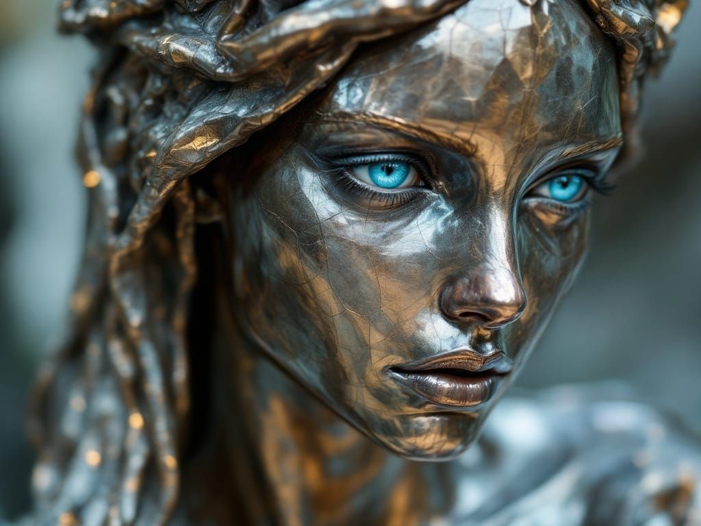 Woman copper portrait.