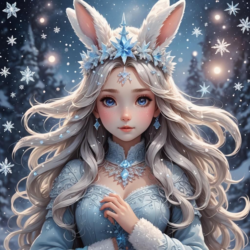 Furry Rabbit with Ice Crown