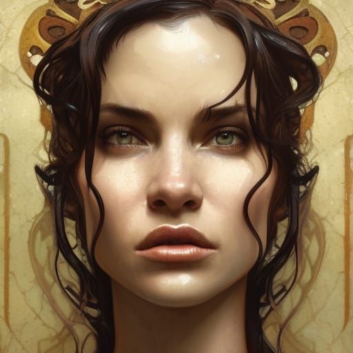 Lara Croft in Art Nouveau Shower Portrait