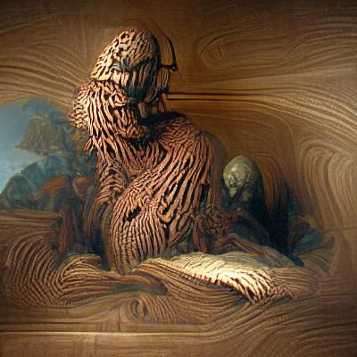 Horror Wood Sculpture in Doré Style