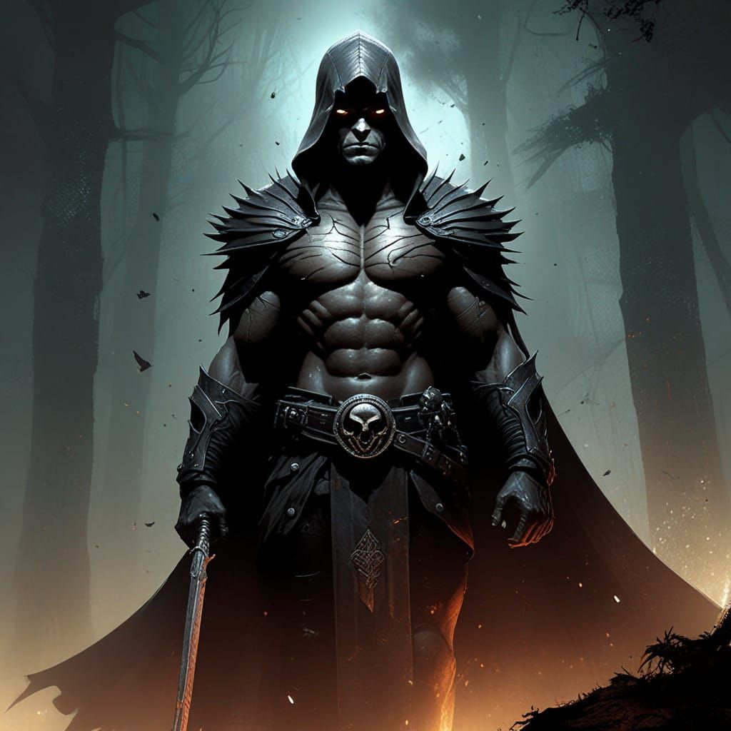 Grimdark Fantasy Scene in Dark, Gothic Style