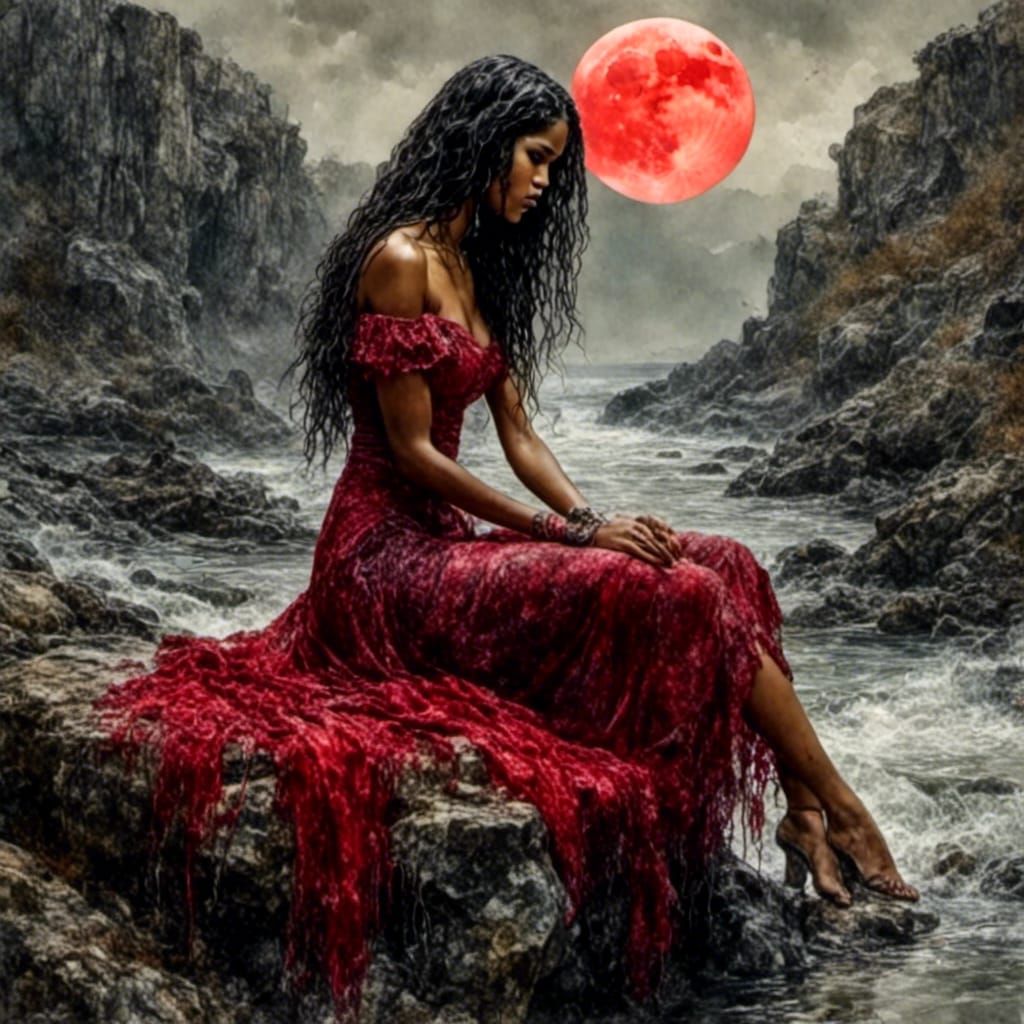 Dark Fantasy Double Exposure: Cliffside Contemplation