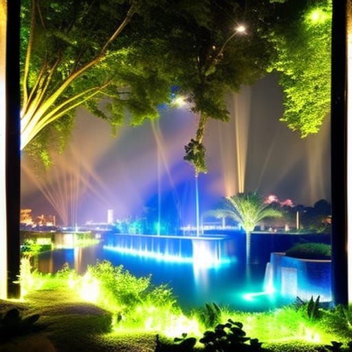 Futuristic Laser Light Show at Hanging Gardens