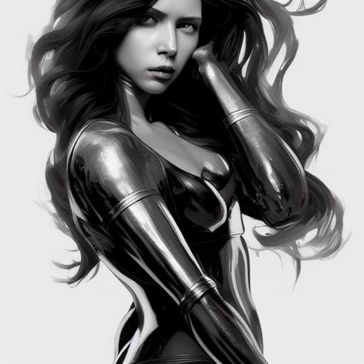 Black Widow Portrait in Hyperdetailed Style
