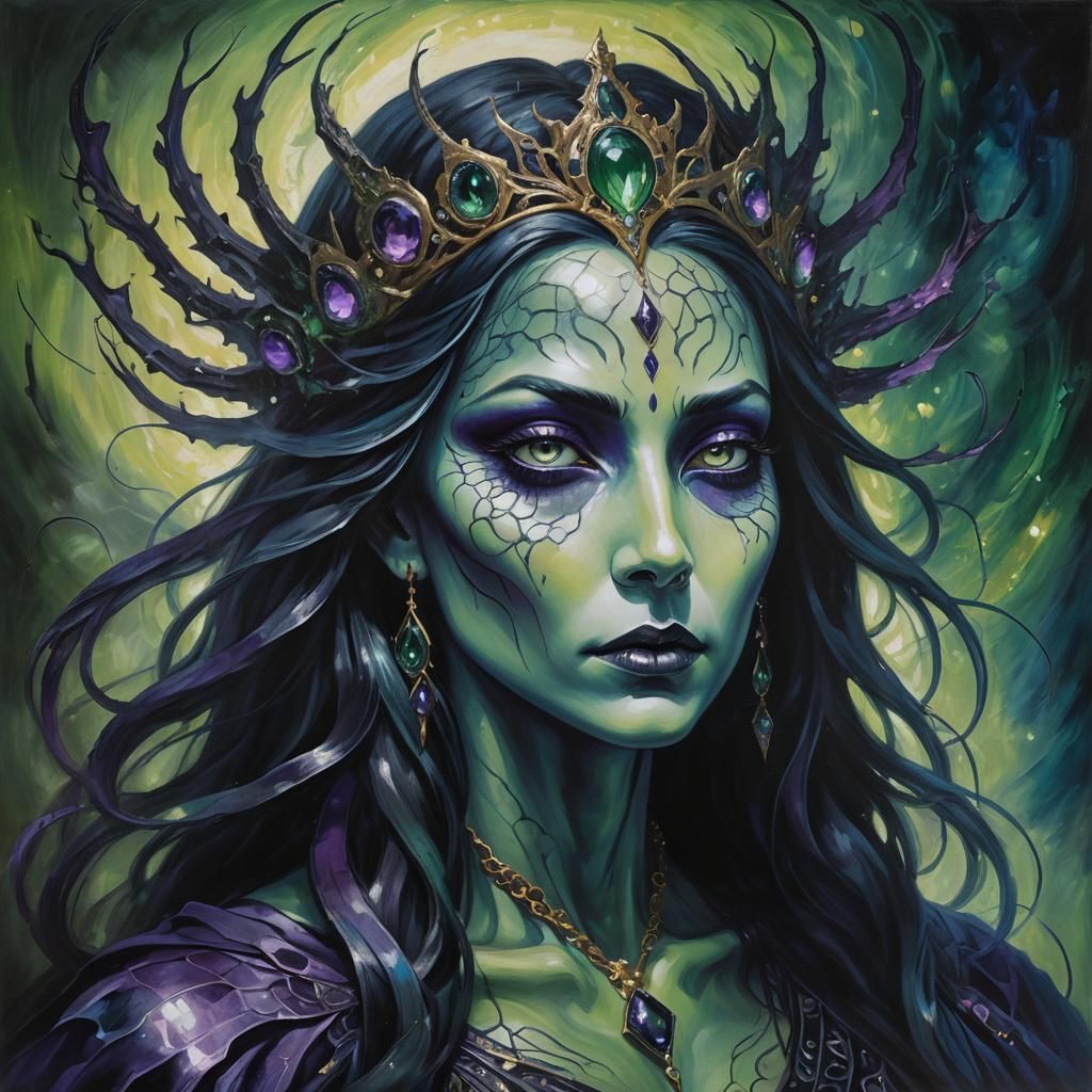 Obsidian Goddess of the Underworld: Ethereal Digital Paintin...