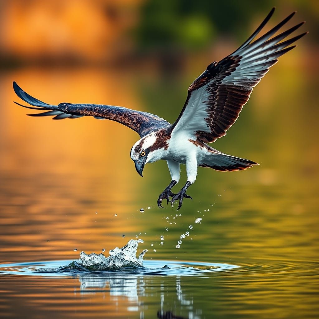 Hyperrealistic Osprey Hunting in Mid-Air