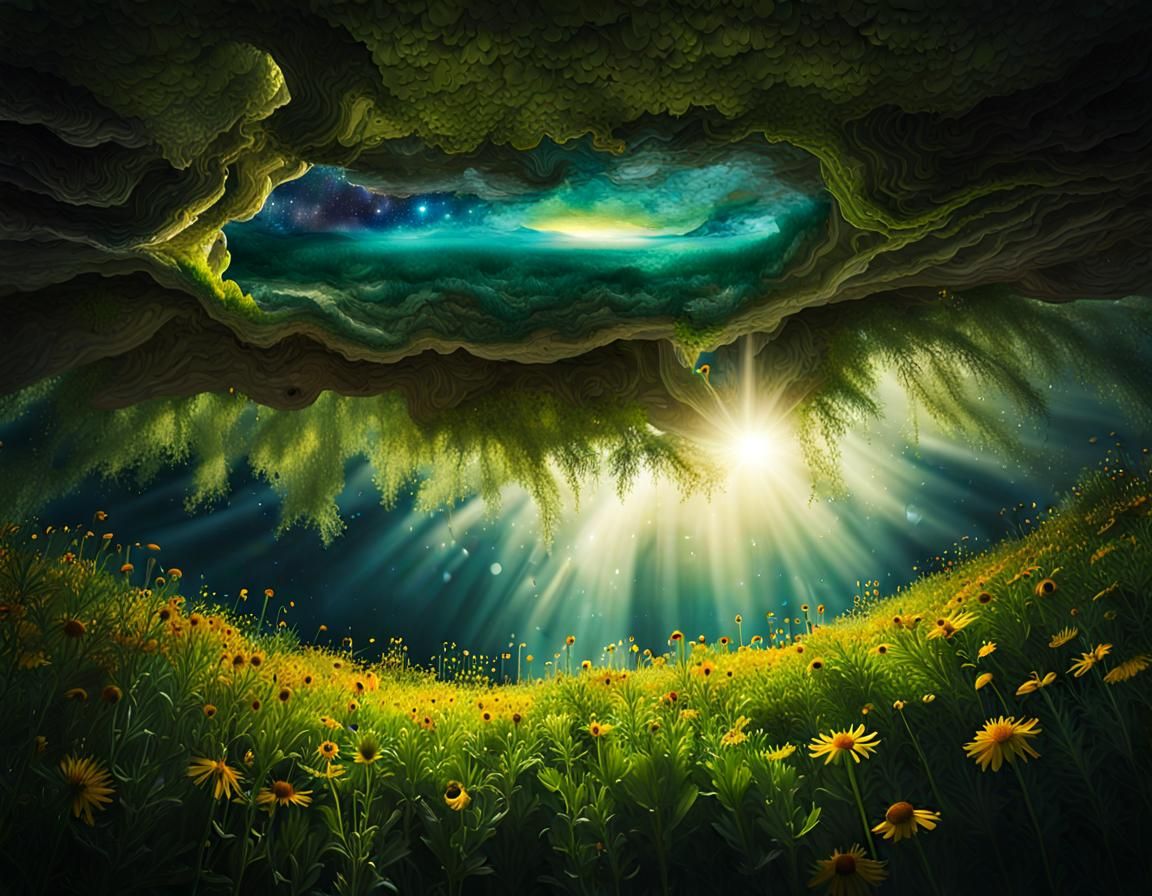 Person Sleeps Upside Down in Bioluminescent Forest