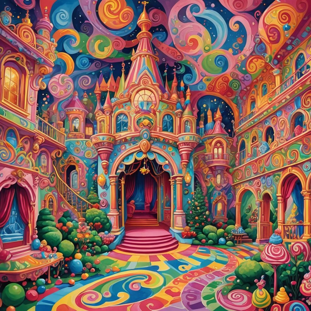 Queen's Bedroom in Vibrant Candyland Wonderland