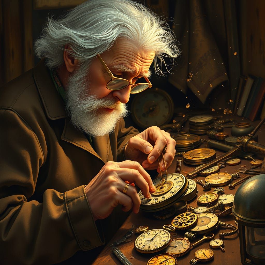 Elderly Watchmaker in Hyper Realistic Detail