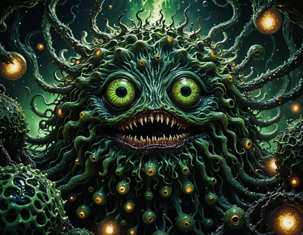 Nightmare Vision: Eyeballs Emerging from Black Hole