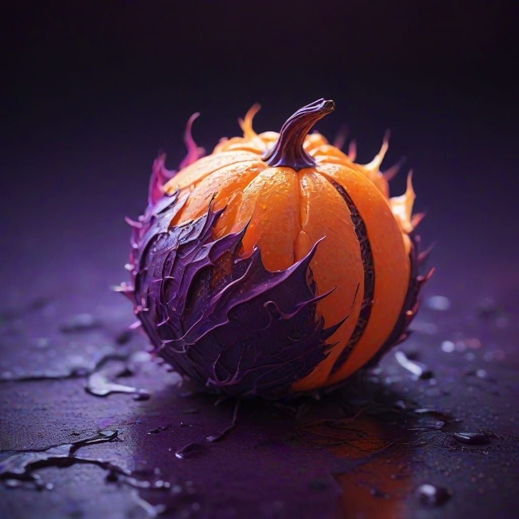 Cyberpunk Macro Photo of Exotic Fruit with Papery Casing