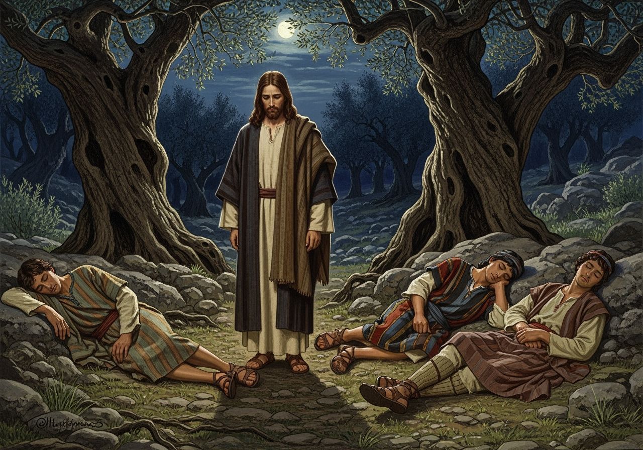 Jesus in Gethsemane Garden at Night