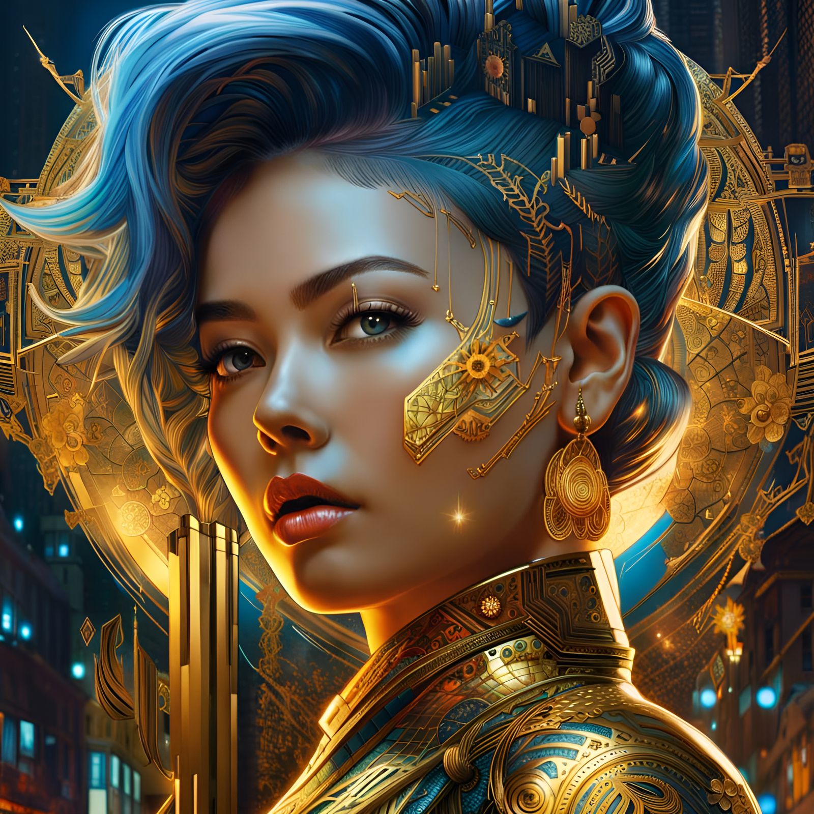 Cyberpunk Super Saiyan Girl in Night City