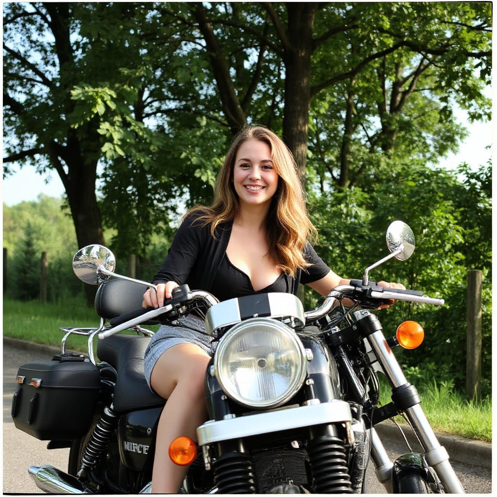 Smiling Rider on Harley Davidson Motorcycle
