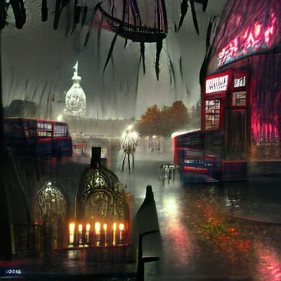 Eerie London Rainy Night: Concept Art