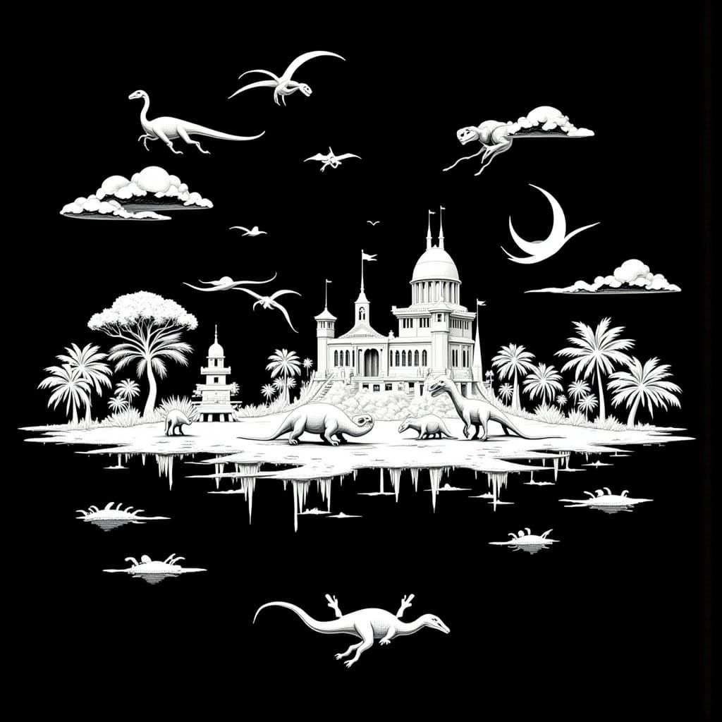 Jurassic Park Landscape in Photorealistic Style