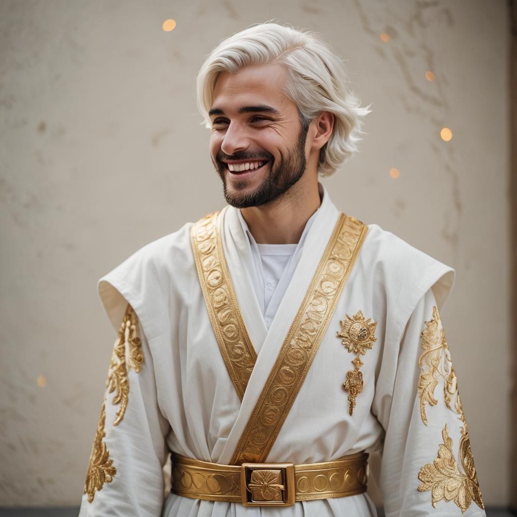 Man in White Robe, Professional Photography Portrait