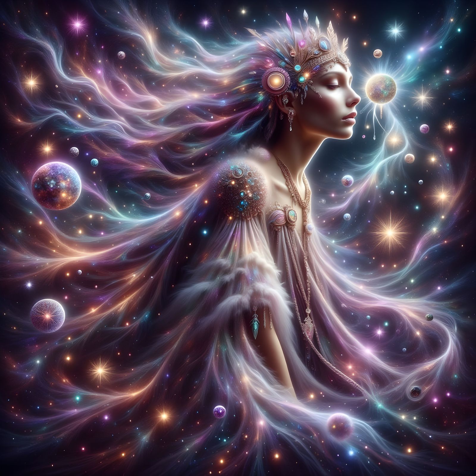 Celestial Queen Portrait in Epic Fantasy Style