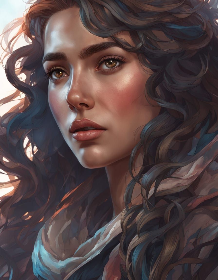 Alluring Woman in Triadic Colors Concept Art