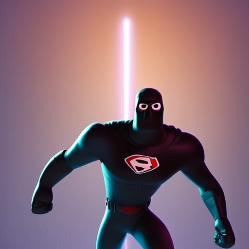 Iconic Dark Superhero in 3D Digital Art