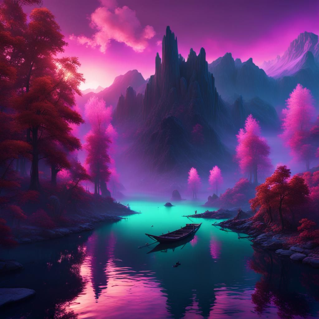 Lake and Smoke with Blacklight Effect