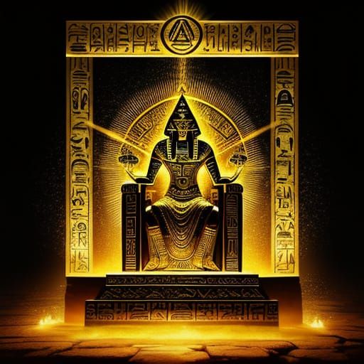 Egyptian Illustration: Resurrected Soul on Golden Throne