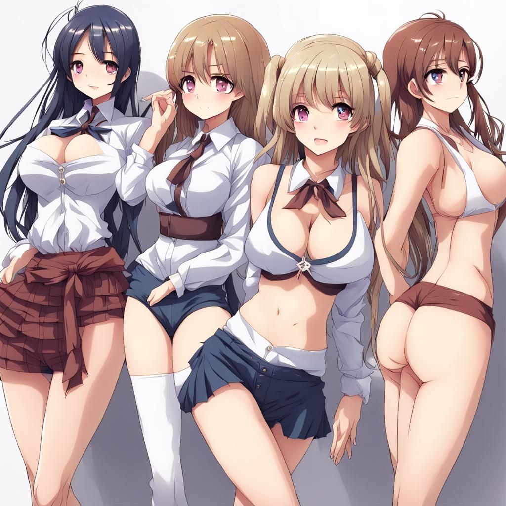 Anime Woman with Exaggerated Proportions in Manga Style